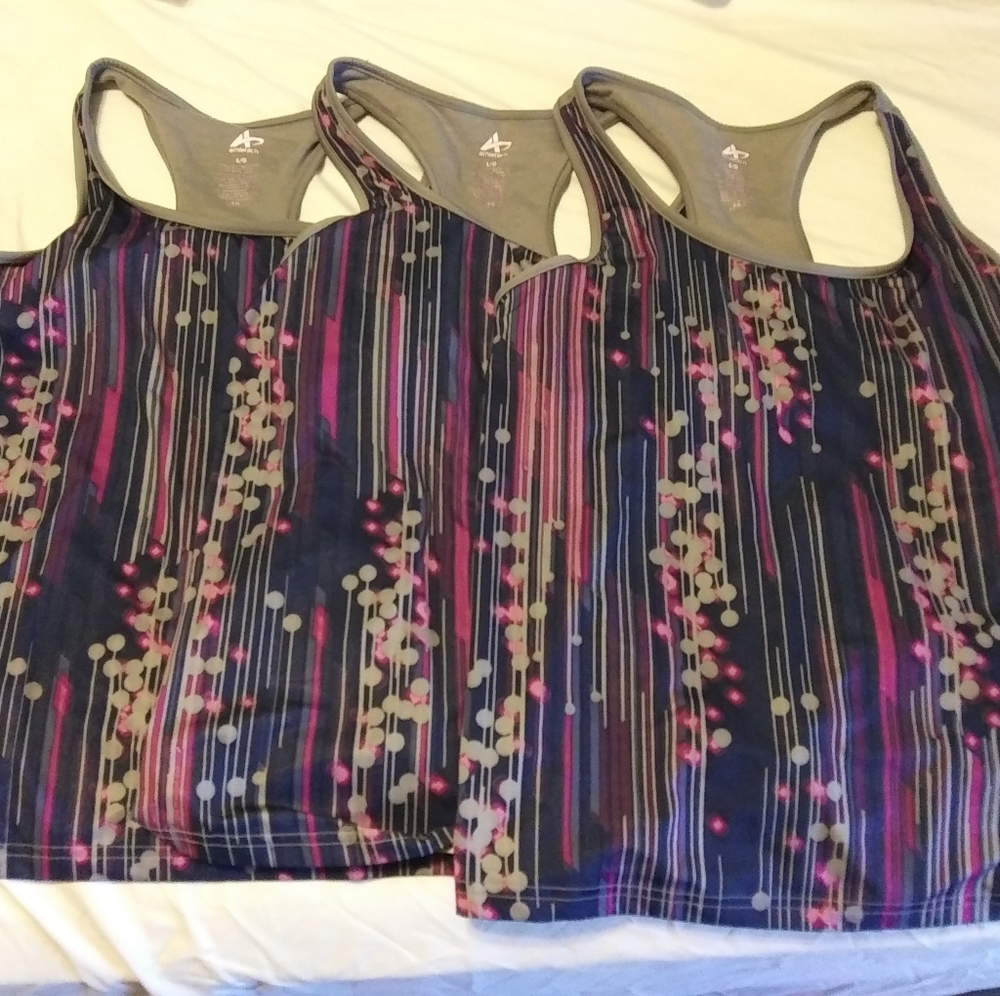 Lot of 3, Racer Back Tanks, Size Large, Quik Dry